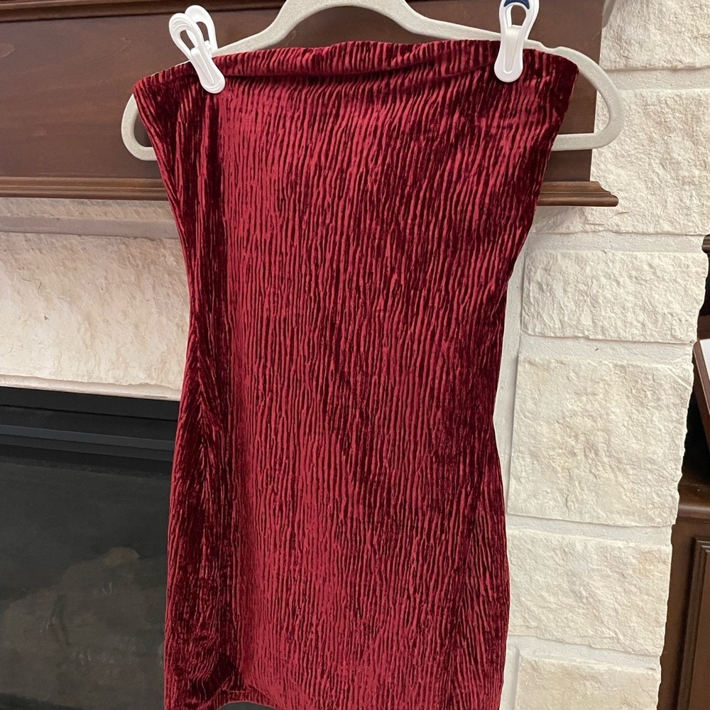 Naked Wardrobe Red Velvet‎ Dress cocktail homecoming formal